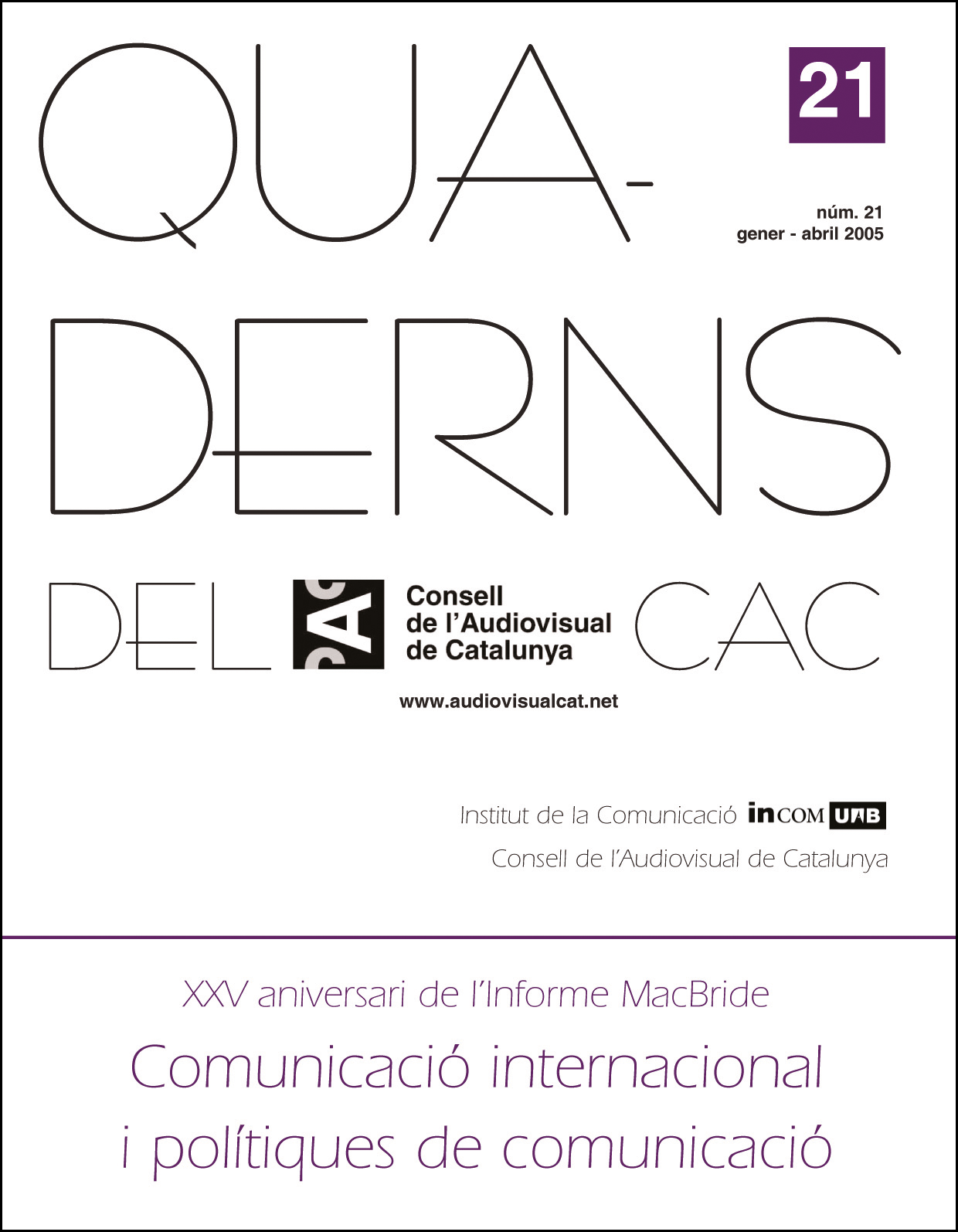 PORTADA QUADERNS DEL CAC NÚM. 21