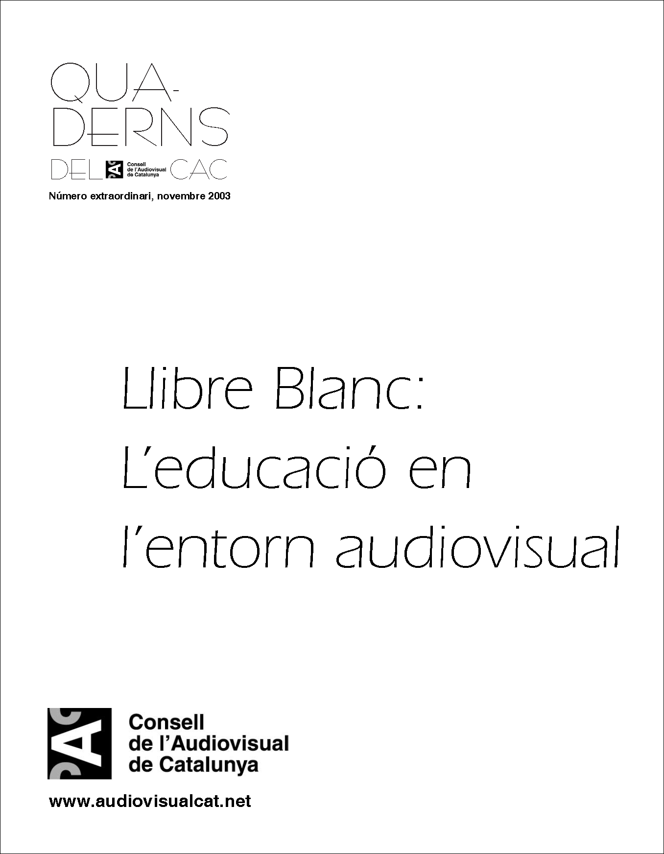PORTADA QUADERNS DEL CAC NÚM EXTRAORDINARI NOV 2023
