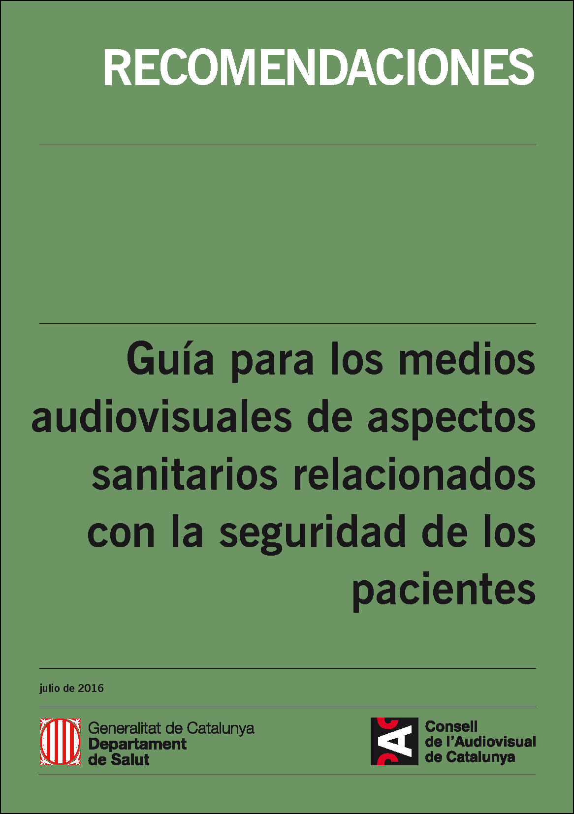 Portada recomendaciones seguridad pacientes