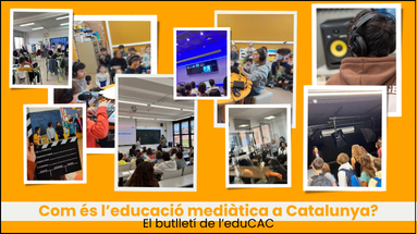 collage d'imatges d'alumnes fent educació mediàtica
